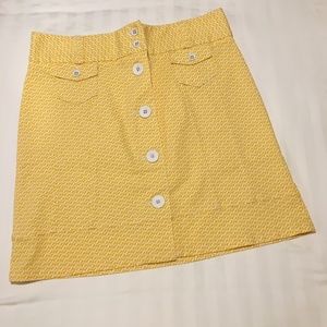 LL Bean Yellow button down the front skirt.